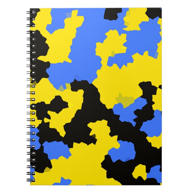 Caderno Espiral Design do abstrato preto amarelo (Frente)