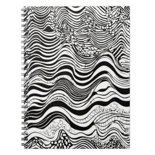 Caderno Espiral Design do abstrato preto e branco