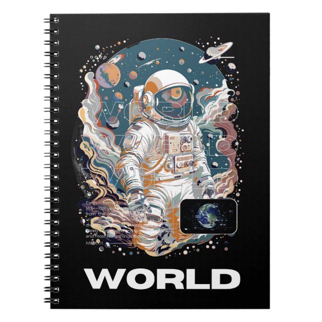 Caderno Espiral Design do Astronauta Mundial (Frente)