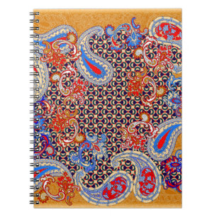 Caderno Espiral Design do cachecol multicolorido Paisley