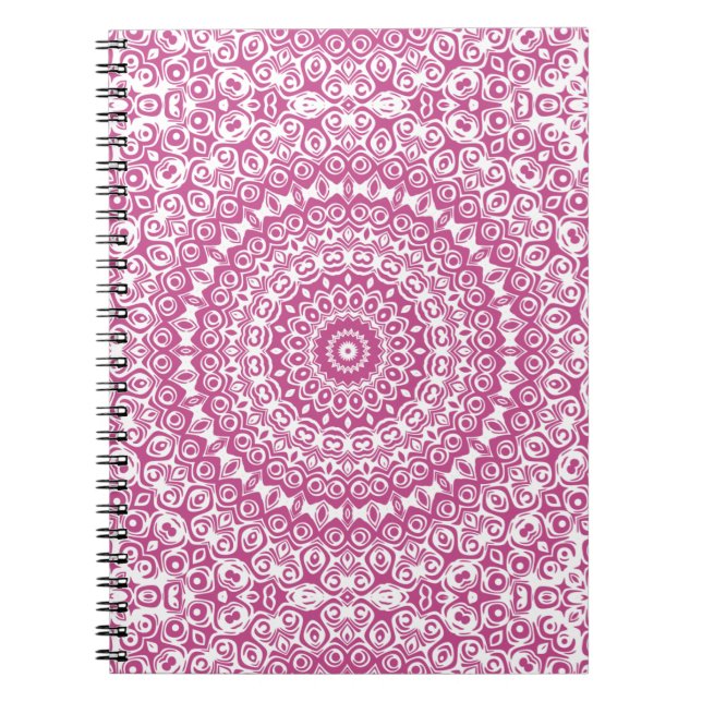 Caderno Espiral Design do caleidoscópio do rosa da mandala do (Frente)