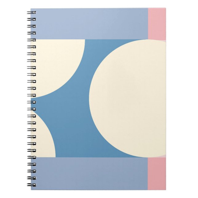 Caderno Espiral Design do Círculo Geométrico Azul Pastel (Frente)