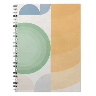 Caderno Espiral Design do Círculo Geométrico do Pastel Retro