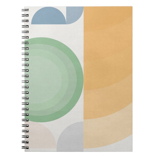 Caderno Espiral Design do Círculo Geométrico do Pastel Retro (Frente)