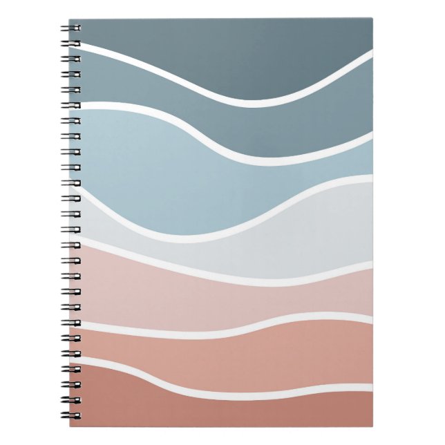 Caderno Espiral Design do estilo retro azul e rosa (Frente)