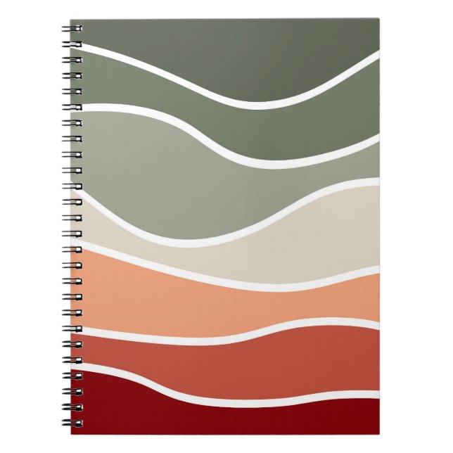 Caderno Espiral Design do estilo retrô verde e vermelho (Frente)