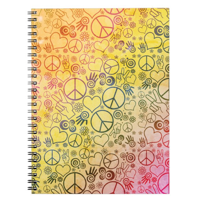 Caderno Espiral Design do símbolo do amor da paz (Frente)