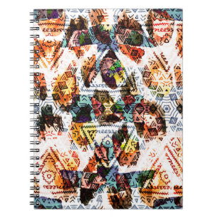 Caderno Espiral Design étnica. Padrão sem costura de cor d'água di