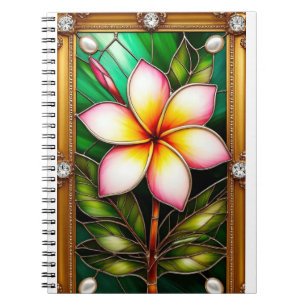Caderno Espiral Design Floral em Moldura Dourada