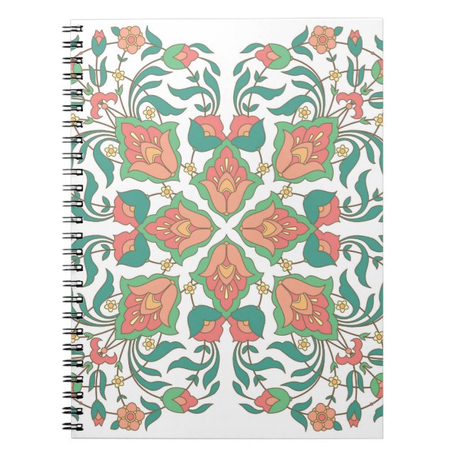 Caderno Espiral Design floral no estilo oriental (Frente)