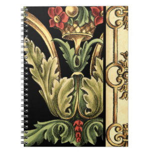Caderno Espiral Design Floral Oral com Fronteiras Negras