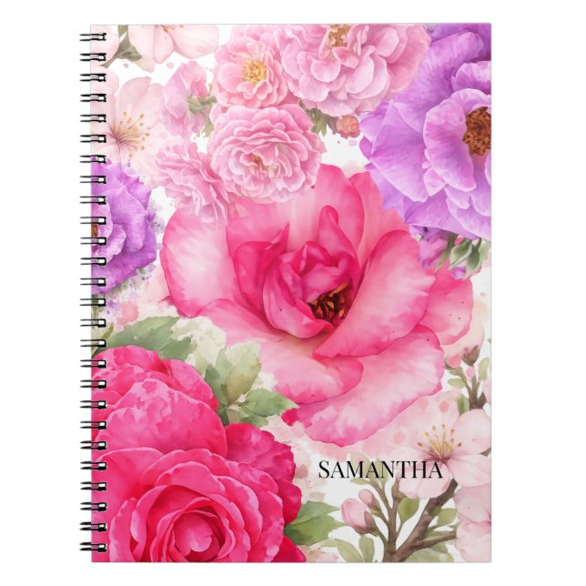 Caderno Espiral Design Floral Personalizado (Frente)