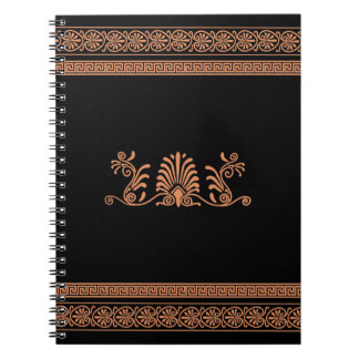 Caderno Espiral Design floral preto e alaranjado do estilo do