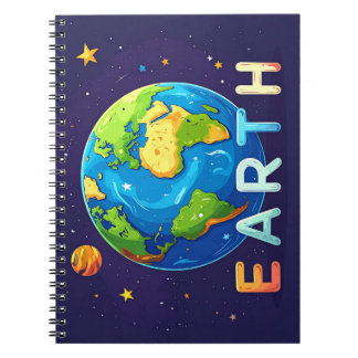 Caderno Espiral Design Fofo da Terra – Educacional