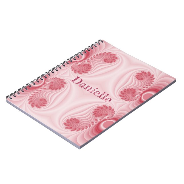 Caderno Espiral Design Fractal de Ângcoração Rosa (Left Side)
