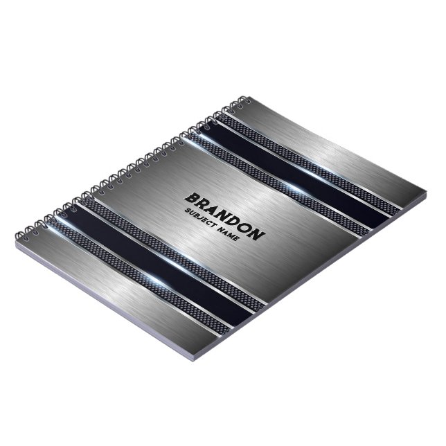 Caderno Espiral Design geométrica de cinzas metálicas industriais (Left Side)