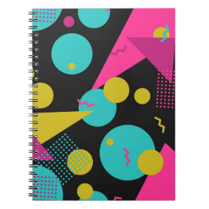 Caderno Espiral Design Geométrica de Memphis dos anos 80