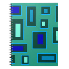Caderno Espiral Design geométrico azul e verde
