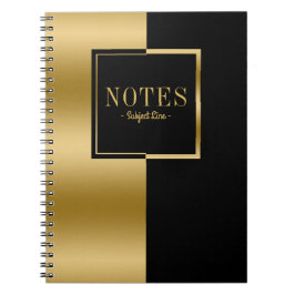 Caderno Espiral Design Geométrico Moderno Dourado e Preto