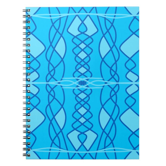 Caderno Espiral Design geométrico vertical azul (Frente)
