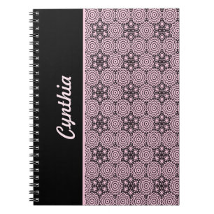 Caderno Espiral Design Gráfico de Mandala, cor-de-rosa e preta