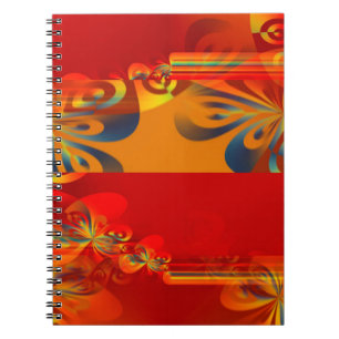Caderno Espiral Design Gráfico Sem Costura - laranja vermelho I