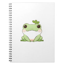 Caderno Espiral Design Kawaii de Sapo Chibi Simples e Fofo