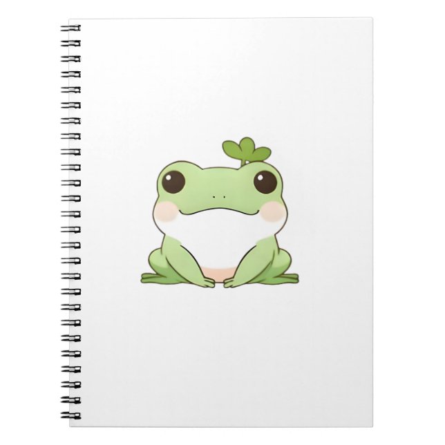 Caderno Espiral Design Kawaii de Sapo Chibi Simples e Fofo (Frente)