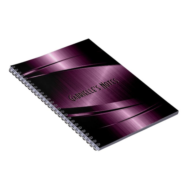 Caderno Espiral Design Metálico Vermelho Maroon Aço Inoxidável (Lado Direito)