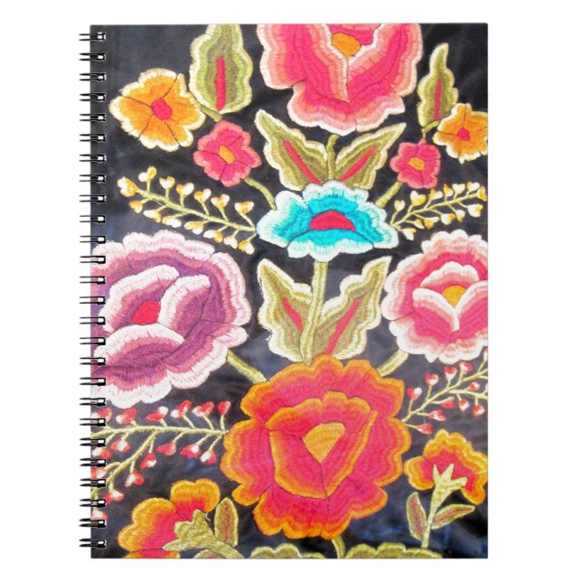 Caderno Espiral Design mexicano do bordado (Frente)