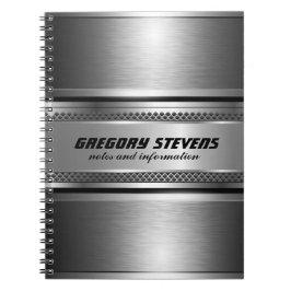 Caderno Espiral Design Monogramas de Faux prata Masculina