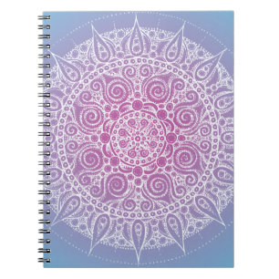 Caderno Espiral Design oriental roxo/azul bonito
