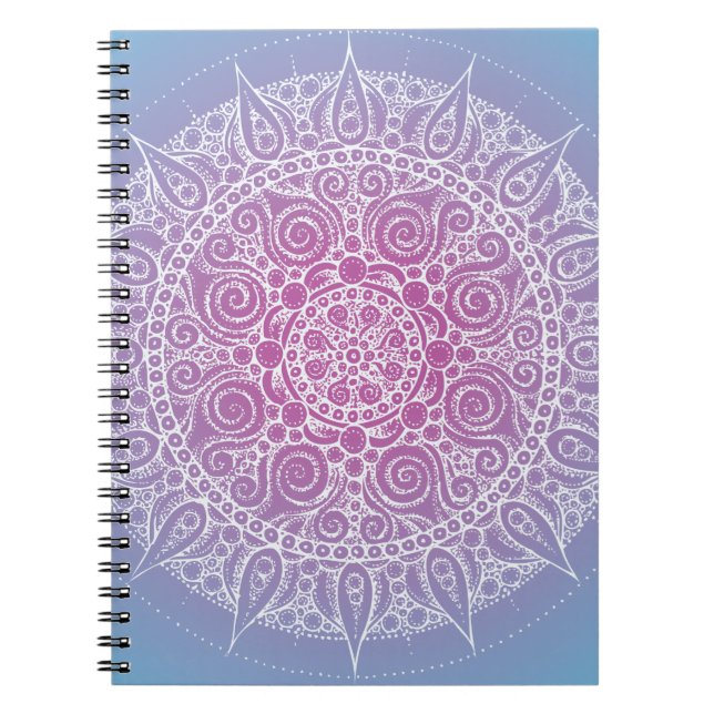 Caderno Espiral Design oriental roxo/azul bonito (Frente)