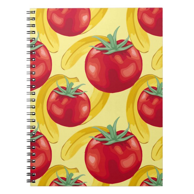 Caderno Espiral Design perfeito de tomate vermelho e frutas (Frente)