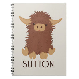 Caderno Espiral Design personalizado de vaca das Highlands fofa e 