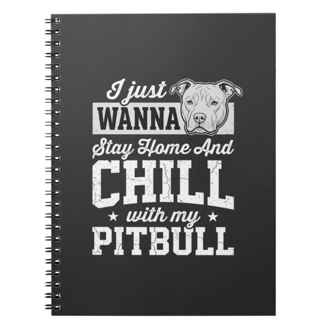Caderno Espiral Design Pitbull Fique em Casa e Relaxe (Frente)