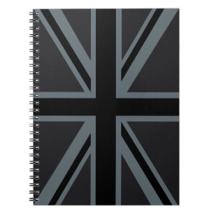 Caderno Espiral Design preto da bandeira de Union Jack
