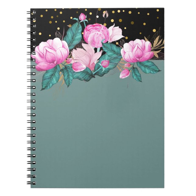 Caderno Espiral Design Trending Giry Stationery Pink Black Fl (Frente)