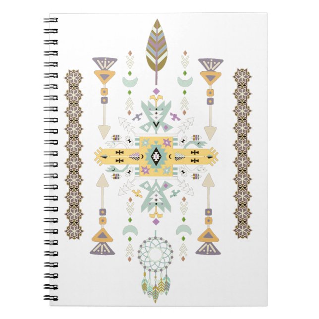 Caderno Espiral Design tribal amarelo e verde (Frente)