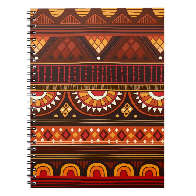 Caderno Espiral Design tribal sem costura para várias utilizações. (Frente)