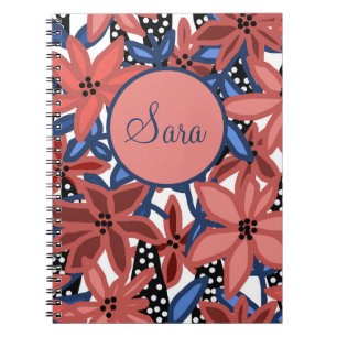 Caderno Espiral Design Tropical Vermelho Diário Personalizado