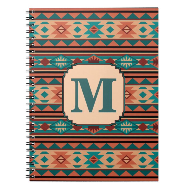 Caderno Espiral Design Turquoise Terracotta Monograma (Frente)