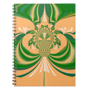 Caderno Espiral Design verde amarelo.