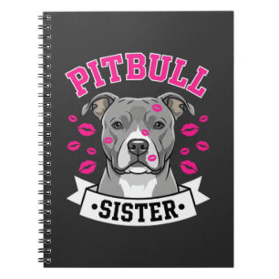 Caderno Espiral Design Vetorial de Amante de Cachorro Irmã Pitbull
