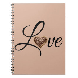 Caderno Espiral Designação de Amor Coração de Leopardo Glamour