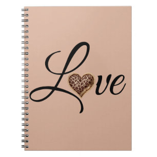 Caderno Espiral Designação de Amor Coração de Leopardo Glamour