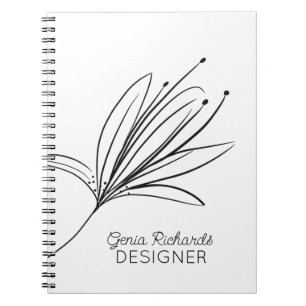 Caderno Espiral Designer de Flores Botânicas Minimalistas Lírio