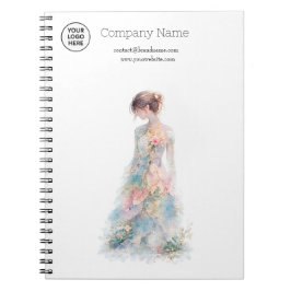 Caderno Espiral Designer de Moda Nupcial de Alta Costura em Aquare