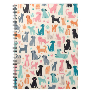 Caderno Espiral Designs De Animais Cachorros Sem Costura Cachorro