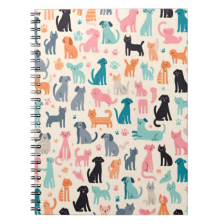 Caderno Espiral Designs De Animais Cachorros Sem Costura Cachorro